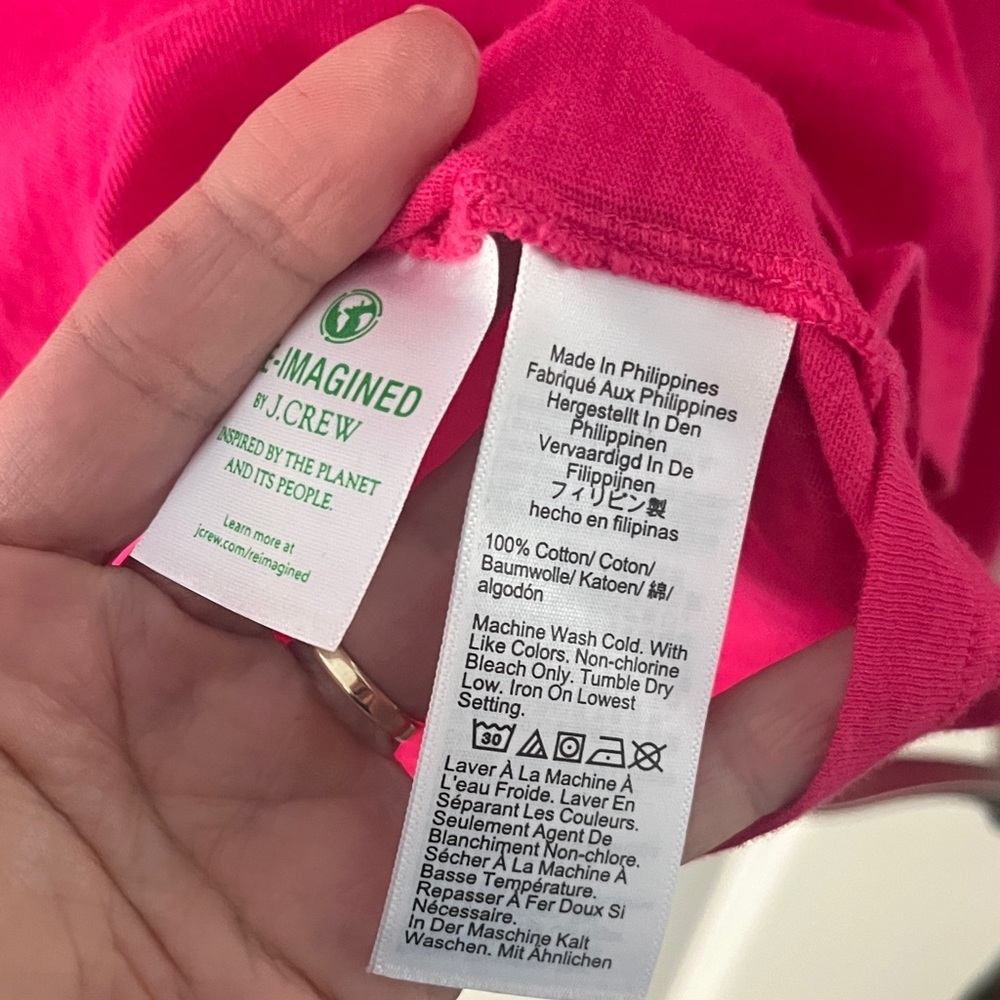 J. Crew Pink Girlfriend Tee Long Sleeve Sz small 100% Cotton - Picture 3 of 6